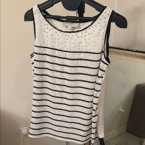 LOFT Black and White Fitted Sequin Tank Top